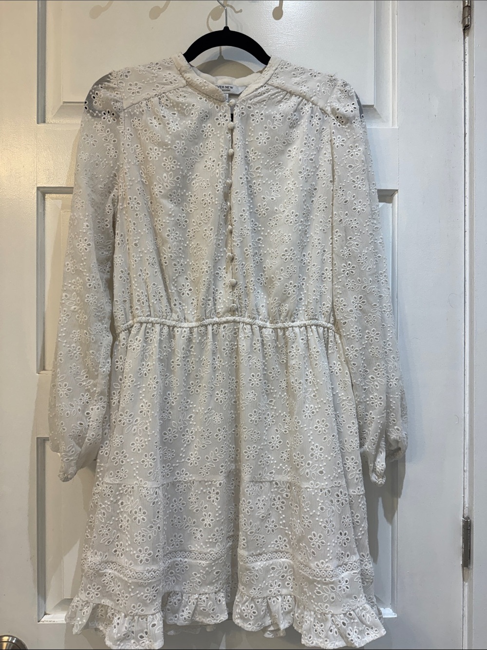White Eyelet Button-Front Dress